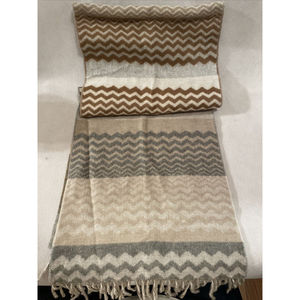 Cashmink Scarf by V Fraas Fringe - Germany - Brown Tan Zig Zag 11" X 51"